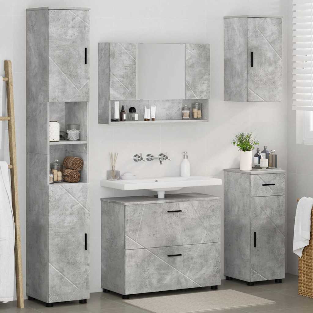 Bathroom Furniture Set 5 pcs Concrete grey 30 x 35 x 192 cm
